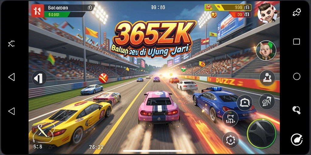 Tampilan utama <strong>365ZK</strong> menampilkan aksi balapan yang mendebarkan.