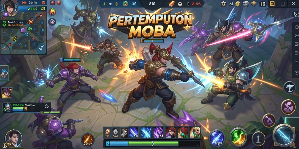 Screenshot utama 8180 menampilkan momen seru pertempuran tim MOBA.