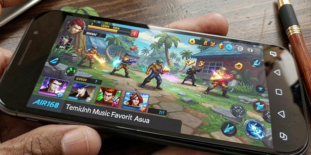Tangkapan layar utama menunjukkan gameplay yang seru dalam mencari lagu.