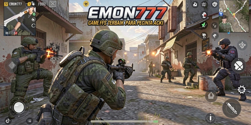 Gameplay EMON777 menampilkan aksi tembak-menembak yang mendebarkan di arena pertempuran.