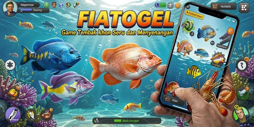 Tampilan gameplay seru dalam FIATOGEL saat menembak ikan.