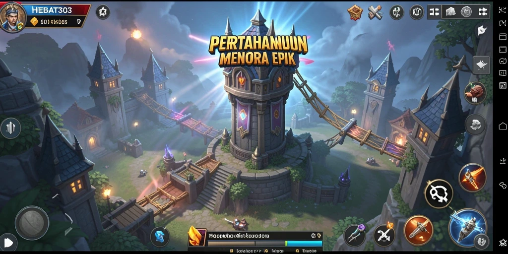 Tampilan gameplay HEBAT303 yang menegangkan dalam Tower Defense.