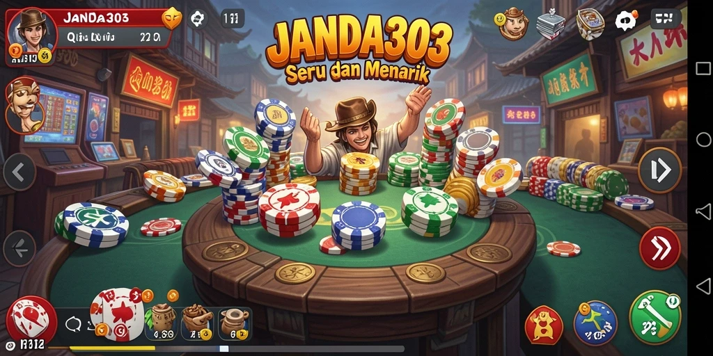 Tampilan bermain JANDA303 yang penuh warna dan interaktif.