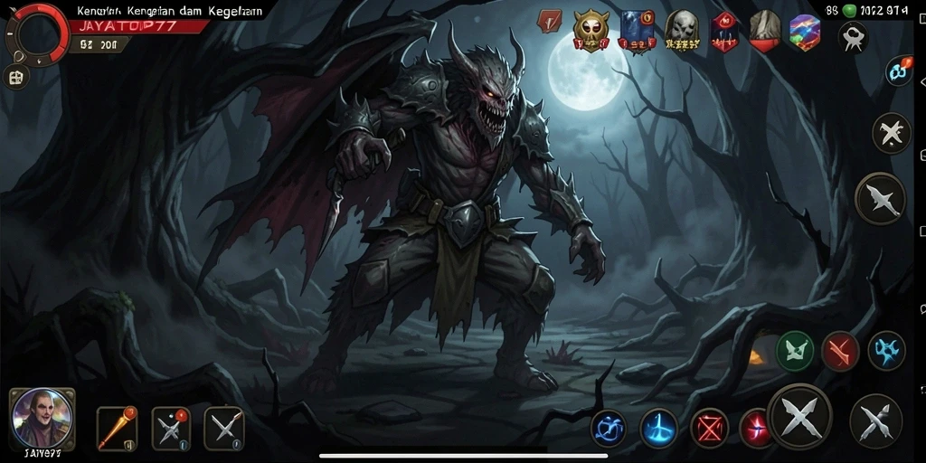 Tampilan gameplay mencekam di JAYATOP77 dengan efek horor yang menakutkan.