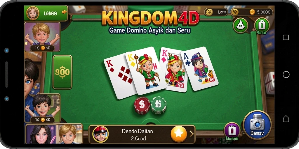 Tangkapan layar gameplay KINGDOM4D menampilkan serunya permainan domino.