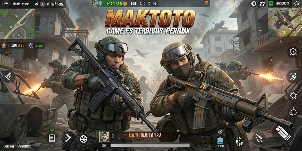 Screenshot gameplay MAKTOTO menampilkan aksi tembak-menembak yang intens.