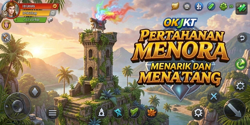 Tampilan gameplay menarik dari OKJKT dalam genre Tower Defense.