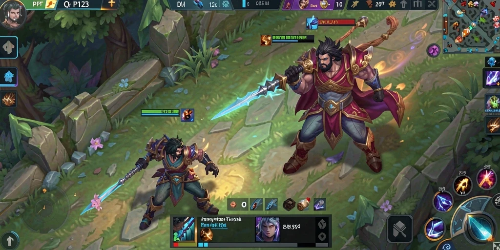Gameplay seru MOBA di PP123 dengan karakter unik.