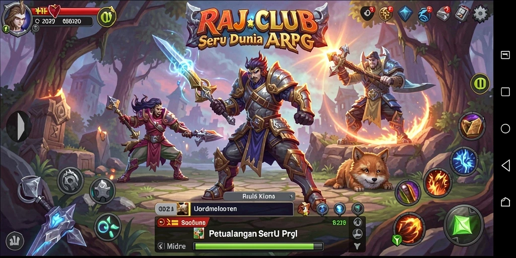 Screenshot RAJACLUB menampilkan pertarungan mendebarkan dengan karakter yang unik.