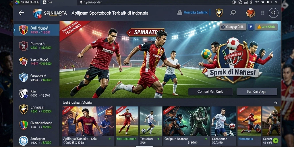 Tampilan antarmuka SPINHARTA yang menarik saat memasang taruhan olahraga.