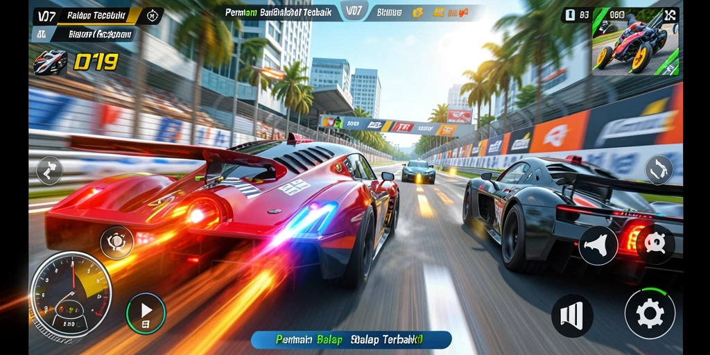 Tampilan gameplay V07 yang penuh aksi dan kecepatan tinggi.